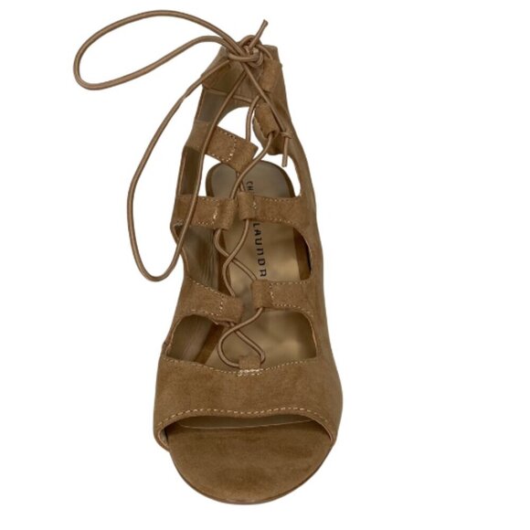 Chinese Laundry Brown Lace Up Chunky Heel Peep Toe Sandal Casual Comfy Size 8.5 - Picture 3 of 5